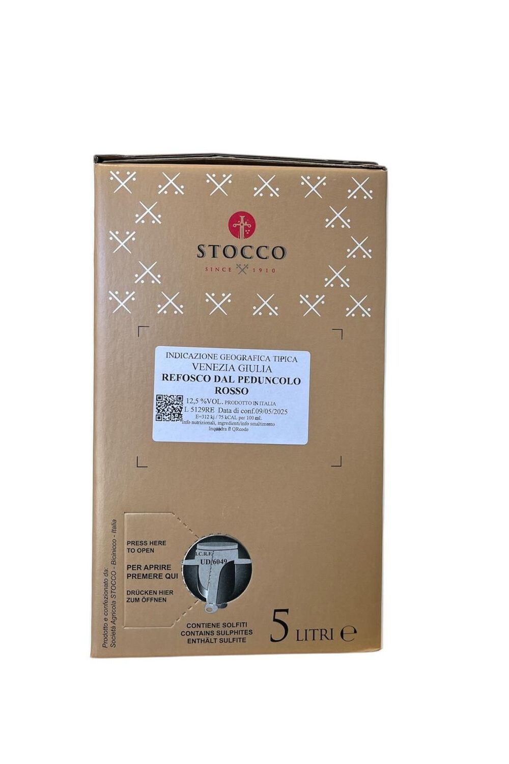Bag In Box Refosco Dal Peduncolo Rosso Venezia Giulia Igt Stocco 5 Litri 12,5% Vol.