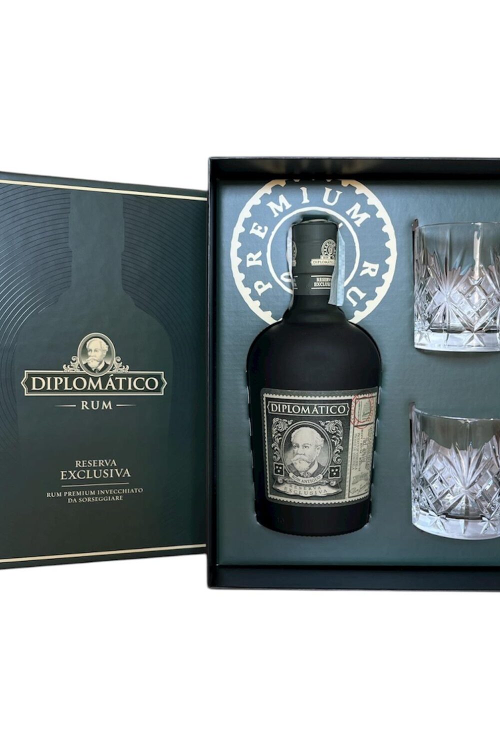 Confezione Ron Diplomatico Reserva Exclusiva Cl.70 40% Vol. Con 2 Bicchieri Diplomatico